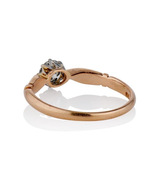 Victorian .45 Carat Old European Cut Diamond Rose Gold Solitaire Antique Engagement Ring