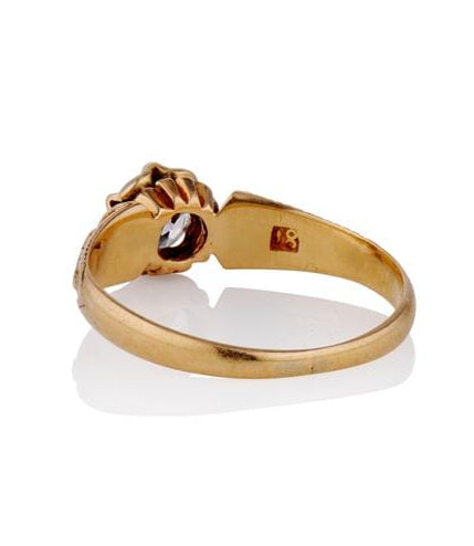Victorian .47 Carat Old European Cut Diamond Yellow Gold Antique Solitaire Ring