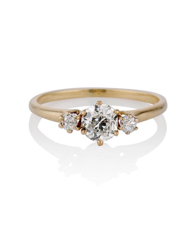 Victorian .50 Carat Diamond Three Stone Antique Engagement Ring