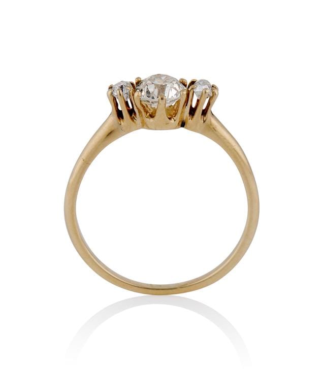 Victorian .50 Carat Diamond Three Stone Antique Engagement Ring