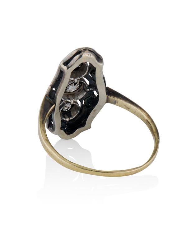 Victorian .50 Carat Old European Cut Diamond Antique Navette Ring