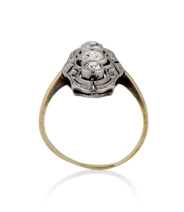 Victorian .50 Carat Old European Cut Diamond Antique Navette Ring