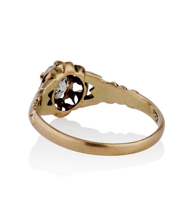 Victorian .61 Carat Old Mine Cut Diamond Yellow Gold Engagement Ring