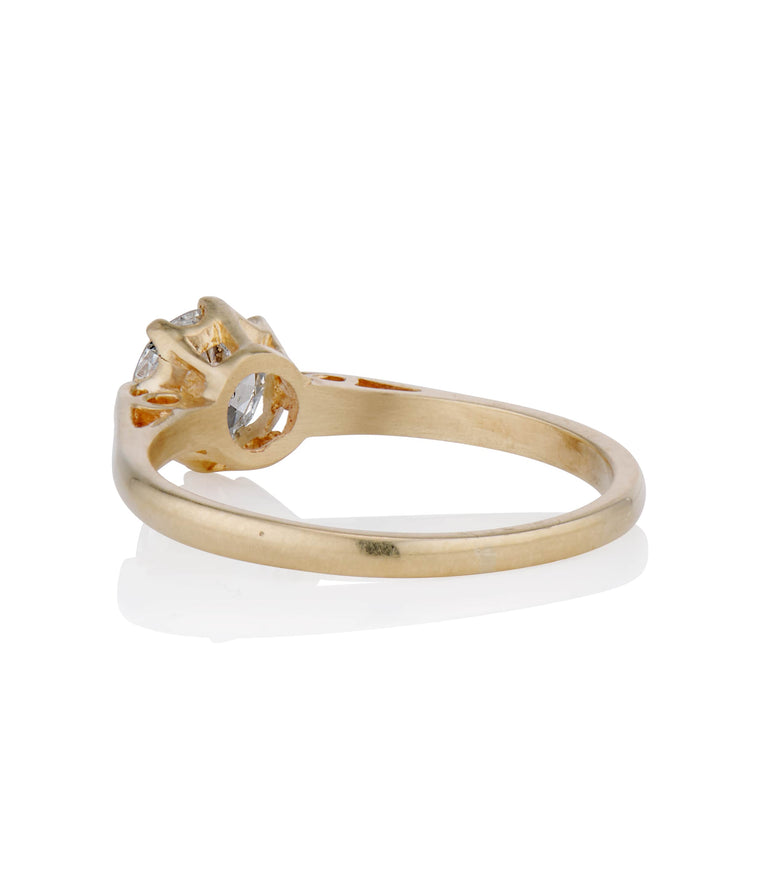 Victorian .62 Carat Old European Cut Diamond Yellow Gold Solitaire Antique Engagement Ring