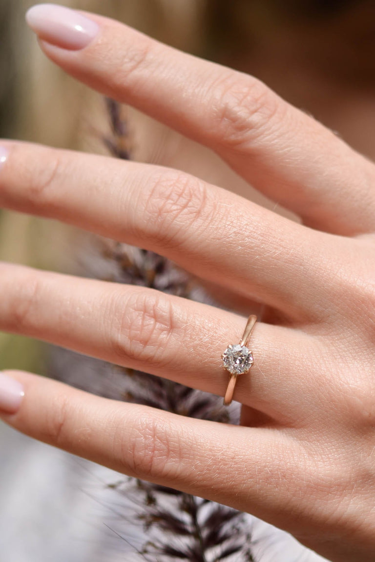 Victorian .62 Carat Old European Cut Diamond Yellow Gold Solitaire Antique Engagement Ring