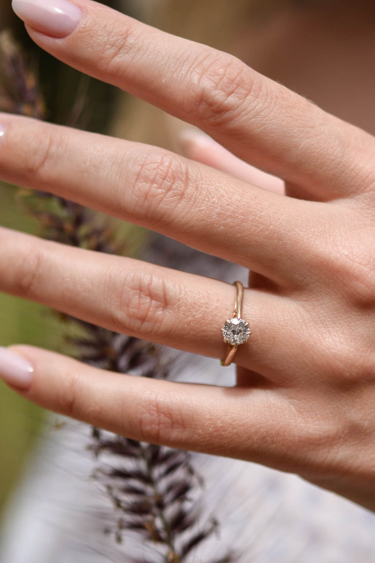 Victorian .62 Carat Old European Cut Diamond Yellow Gold Solitaire Antique Engagement Ring
