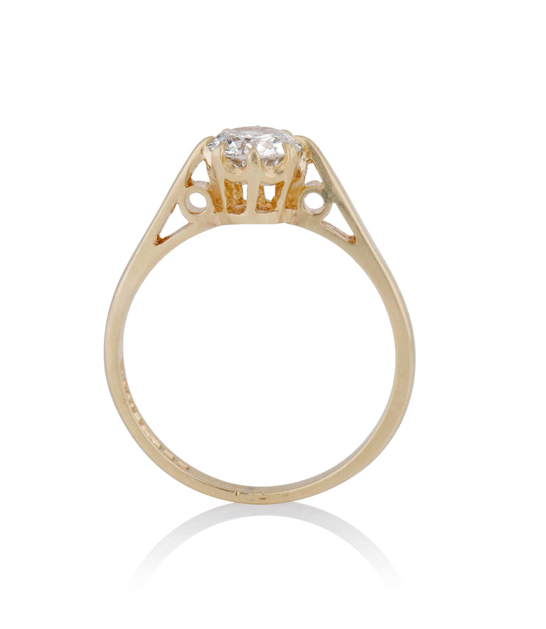 Victorian .62 Carat Old European Cut Diamond Yellow Gold Solitaire Antique Engagement Ring