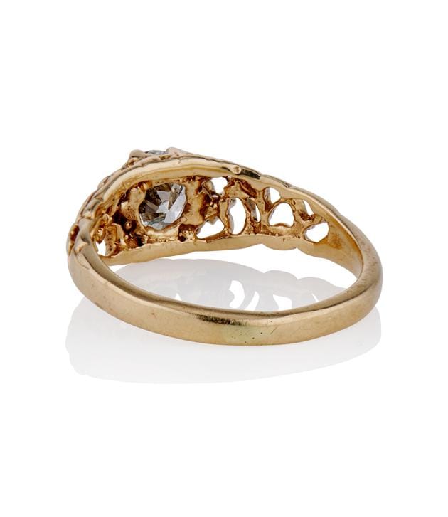 Victorian .67 Carat Old European Cut Diamond Yellow Gold Antique Engagement Ring