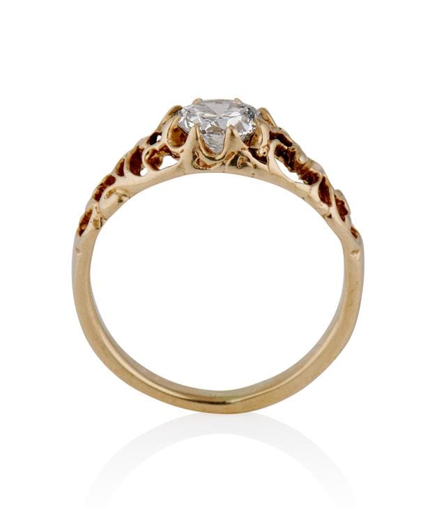 Victorian .67 Carat Old European Cut Diamond Yellow Gold Antique Engagement Ring