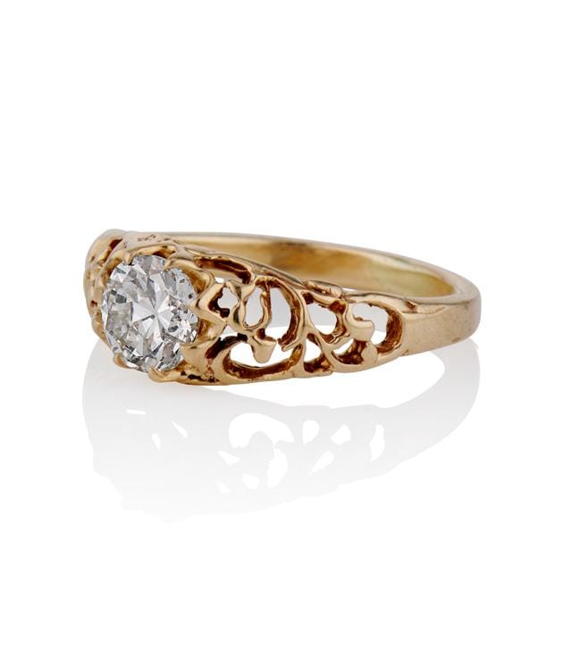 Victorian .67 Carat Old European Cut Diamond Yellow Gold Antique Engagement Ring