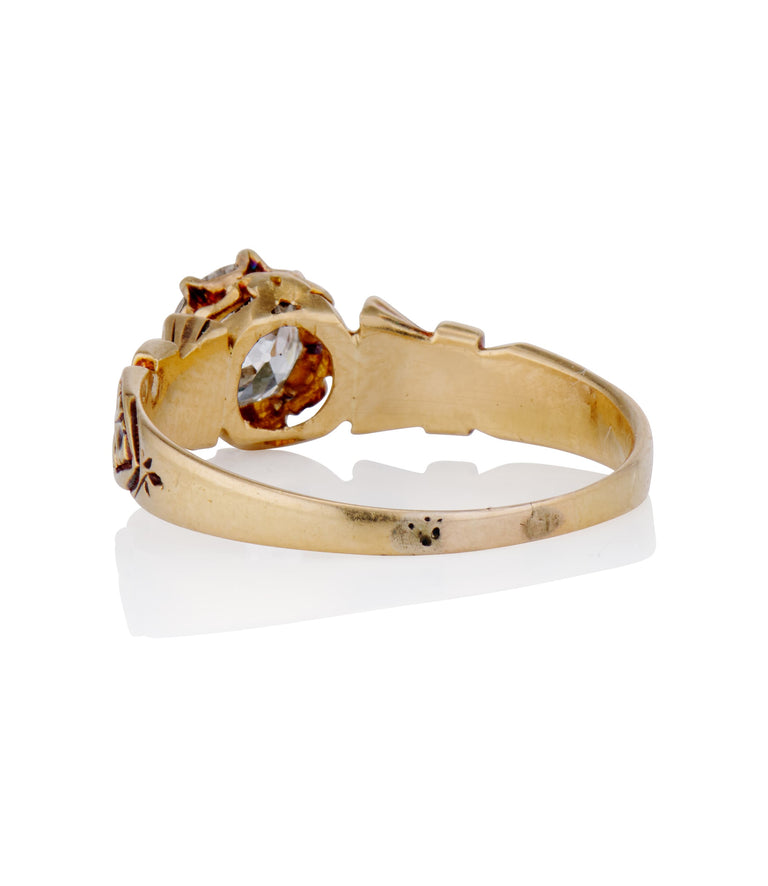 Victorian .69 Carat Old European Cut Diamond Yellow Gold Antique Engagement Ring
