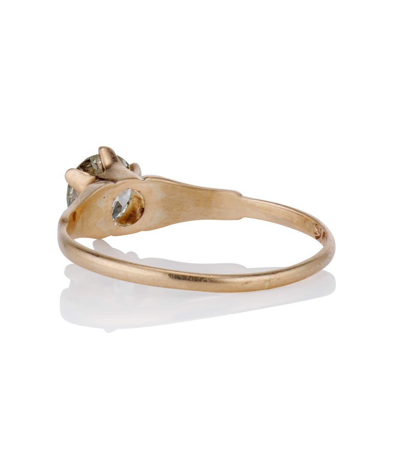 Victorian .72 Carat Old European Cut Diamond Yellow Gold Solitaire Antique Engagement Ring