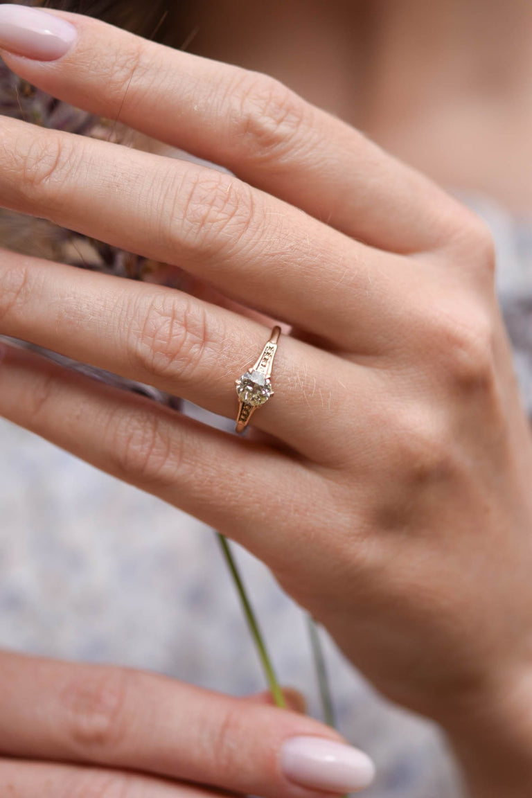 Victorian .72 Carat Old European Cut Diamond Yellow Gold Solitaire Antique Engagement Ring