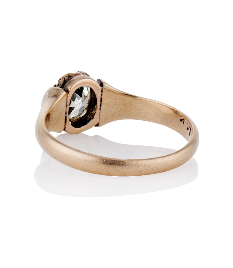 Victorian .76 Carat Old Mine Cut Diamond Solitaire Vintage Engagement Ring