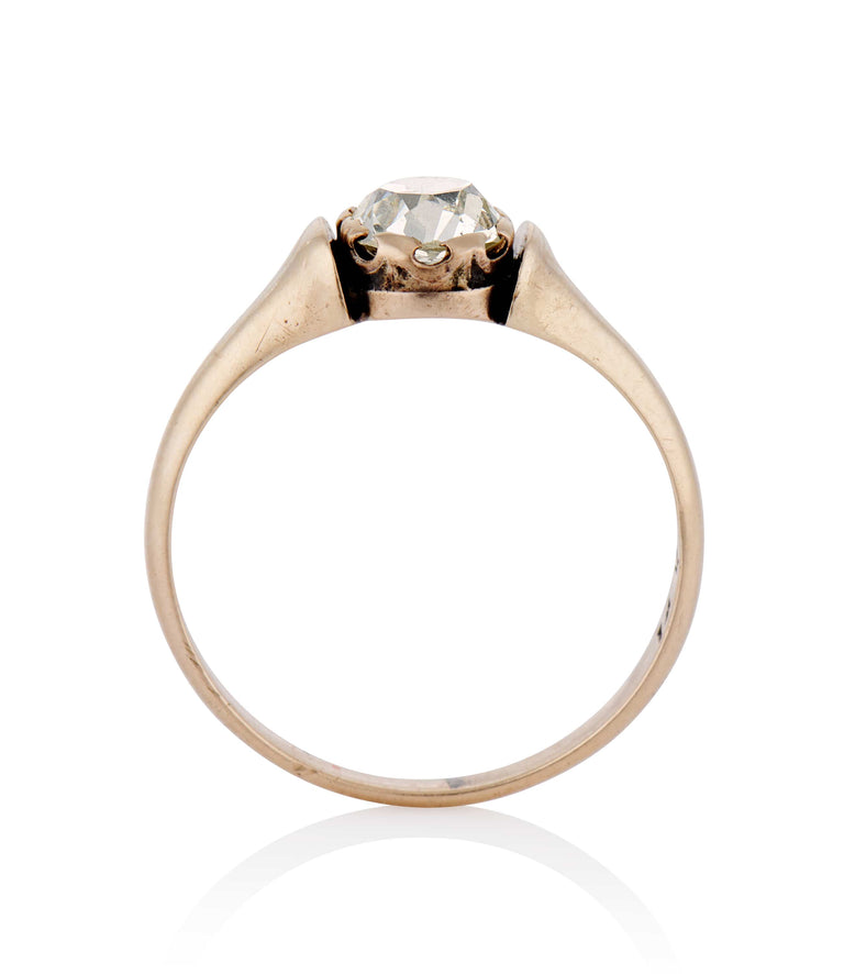 Victorian .76 Carat Old Mine Cut Diamond Rose Gold Antique Engagement Ring