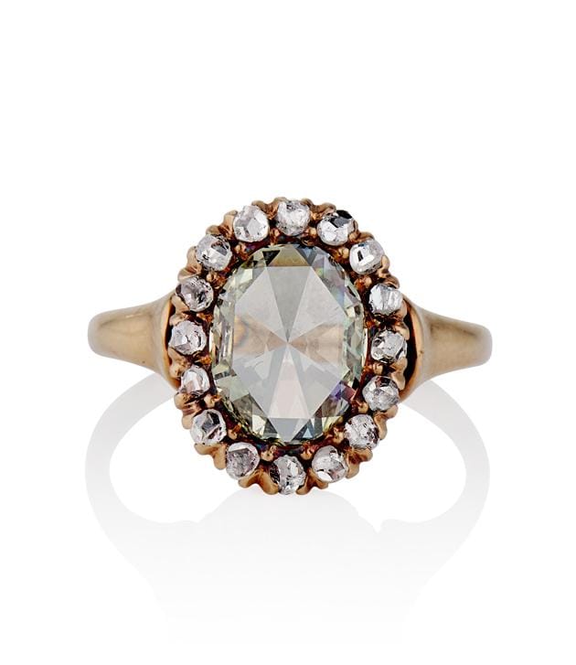 Victorian .92 Carat Rose Cut Diamond Yellow Gold Antique Cluster Engagement Ring