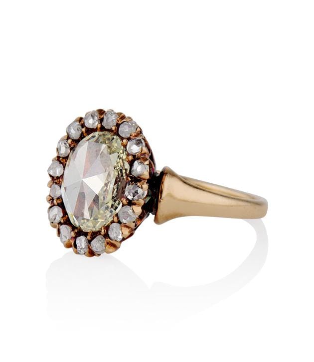 Victorian .92 Carat Rose Cut Diamond Yellow Gold Antique Cluster Engagement Ring