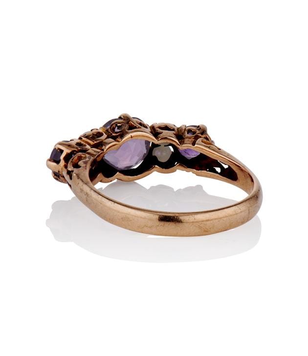 Victorian 1.25 Carat Amethyst and Pearl Yellow Gold Antique Band
