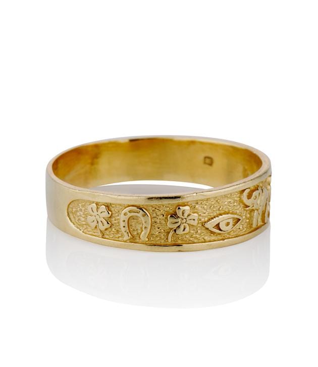 Victorian Lucky Symbol Yellow Gold Vintage Band