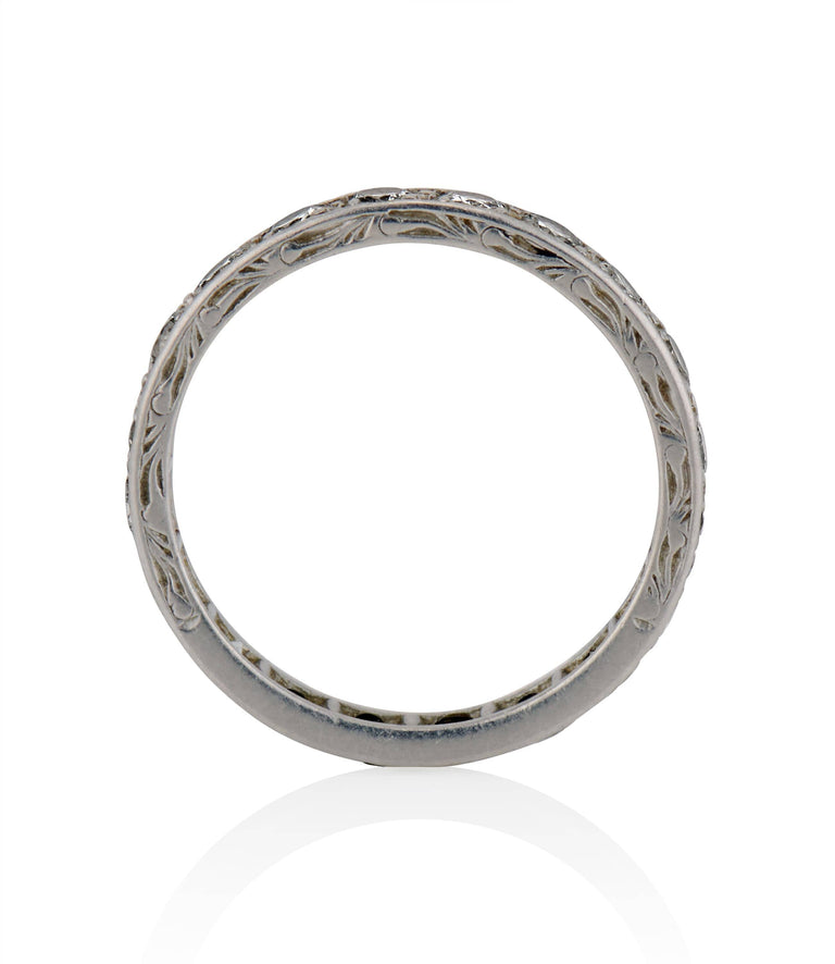 Art Deco 1.25 Carat Round Cut Diamond Platinum Vintage Wedding Eternity Band - Size 6.5