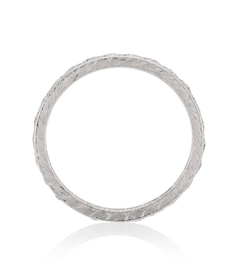 Art Deco .50 Carat Round Cut Diamond Platinum Vintage Wedding Eternity Band - Size 6.75