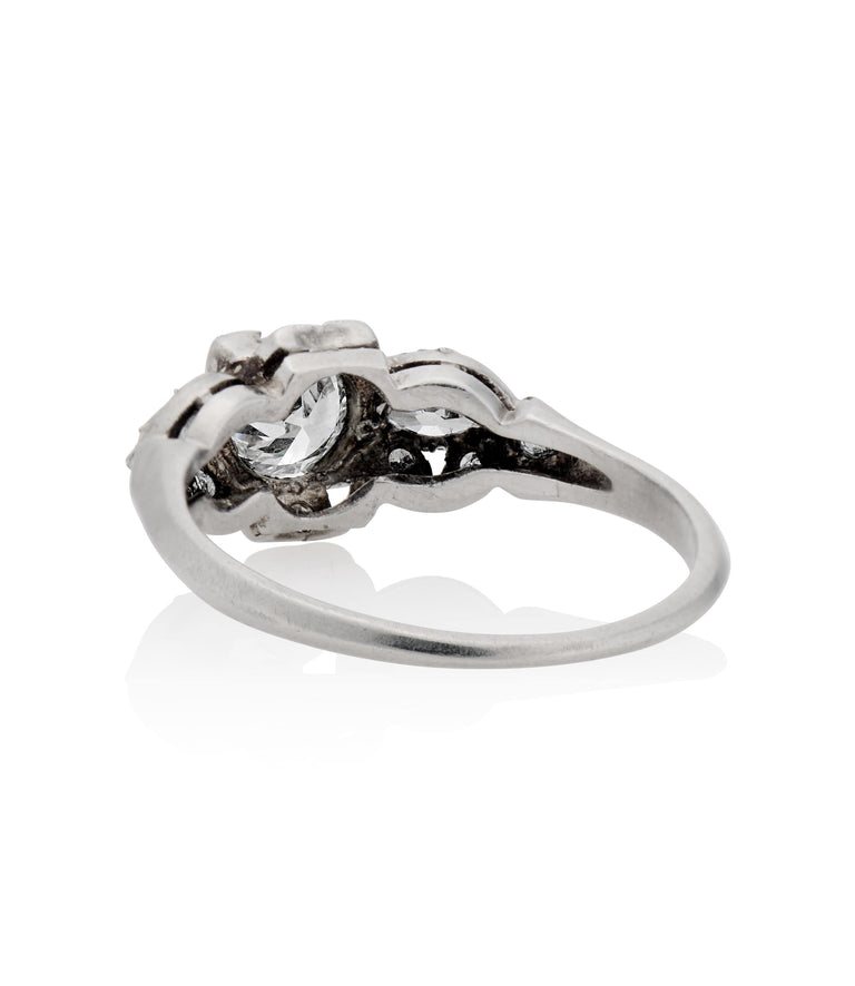 Art Deco .51 Carat Old European Cut Diamond Vintage Engagement Ring