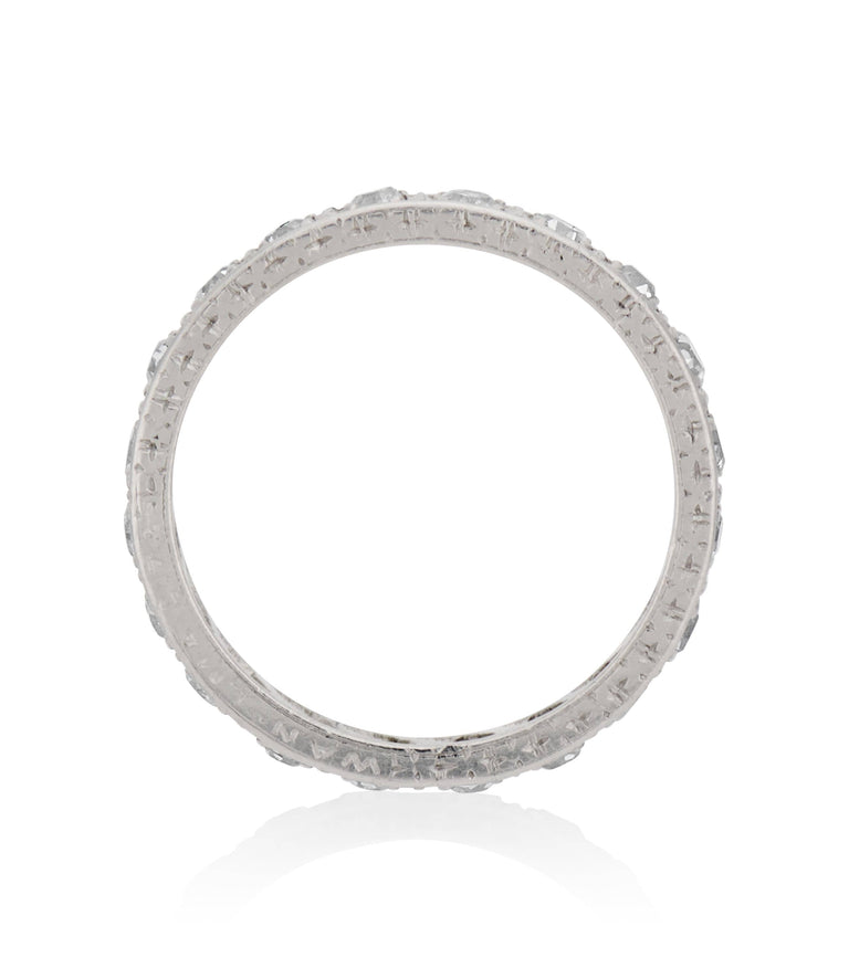 Art Deco .65 Carat Round Cut Diamond Platinum Vintage Wedding Eternity Band - Size 5.5