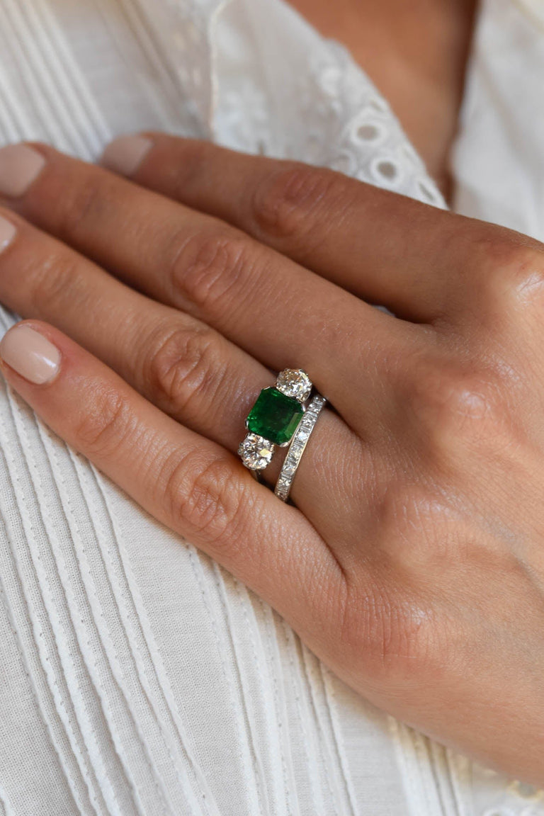 Art Deco .65 Carat Round Cut Diamond Platinum Vintage Wedding Eternity Band - Size 5.5