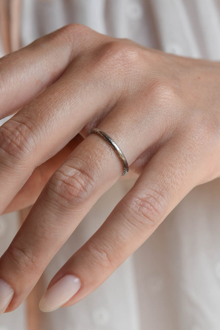 Art Deco Platinum Vintage Wedding Band Inscribed "8.20.21" - Size 6.5