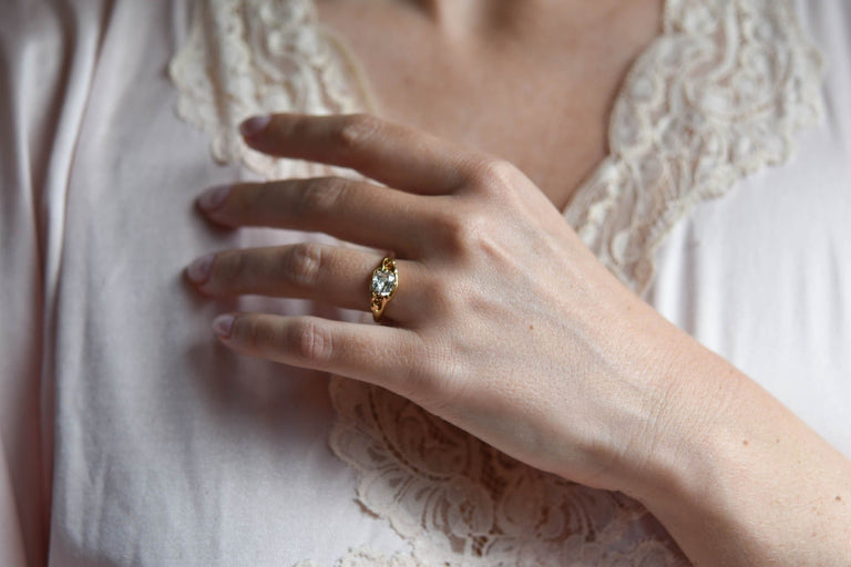 Art Nouveau 1.19 Carat Old Mine Cut Diamond Yellow Gold Vintage Engagement Ring