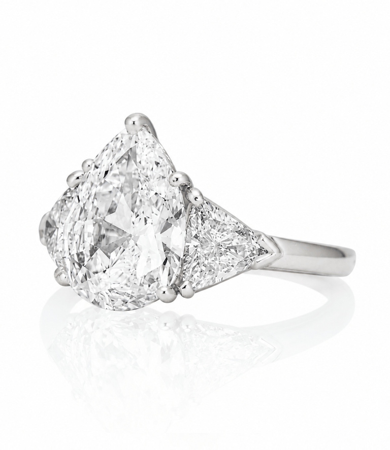 Cartier 4.07 Carat Pear Cut Diamond Platinum Vintage Engagement Ring