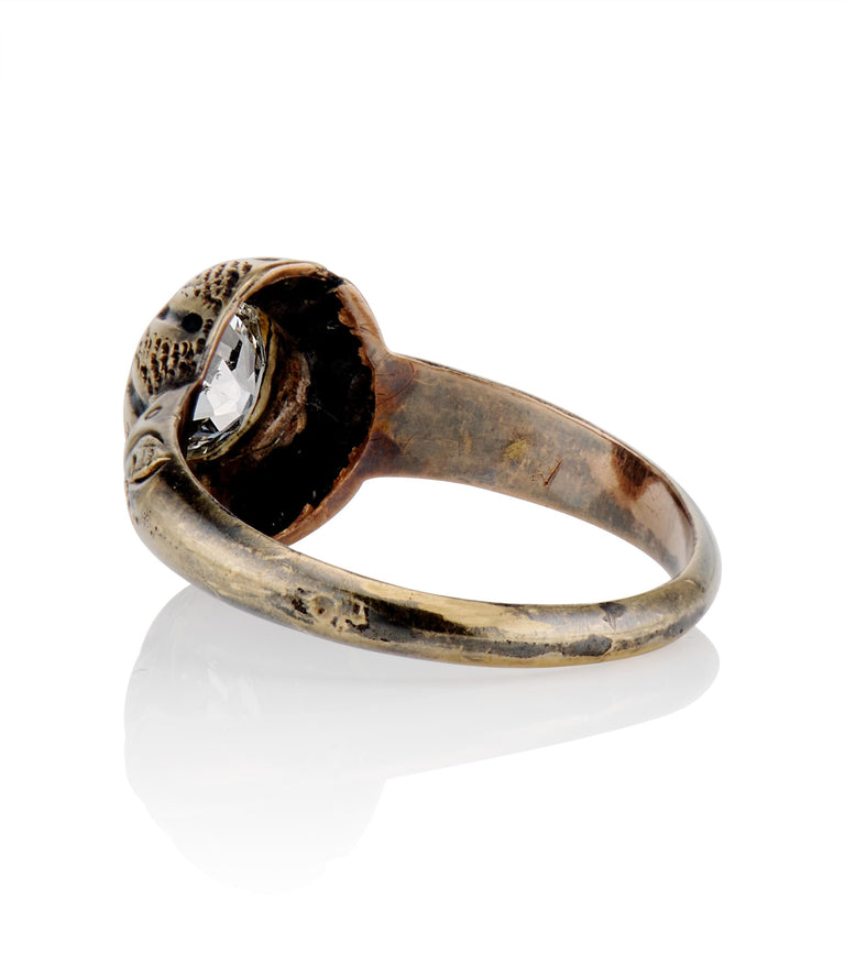 Early Victorian .87 Carat Old Mine Diamond Yellow Gold Vintage Engagement Ring