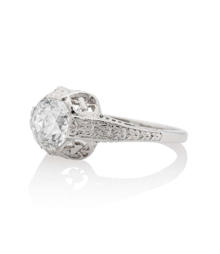 Edwardian 1.01 Carat Old European Cut Diamond Platinum Antique Engagement Ring