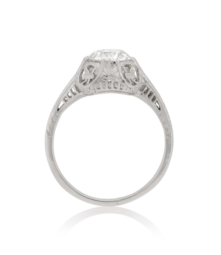 Edwardian 1.01 Carat Old European Cut Diamond Platinum Antique Engagement Ring