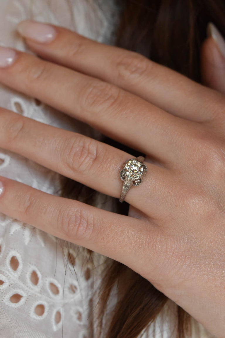 Edwardian 1.01 Carat Old European Cut Diamond Platinum Antique Engagement Ring