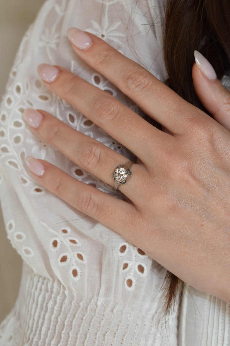 Edwardian 1.01 Carat Old European Cut Diamond Platinum Antique Engagement Ring
