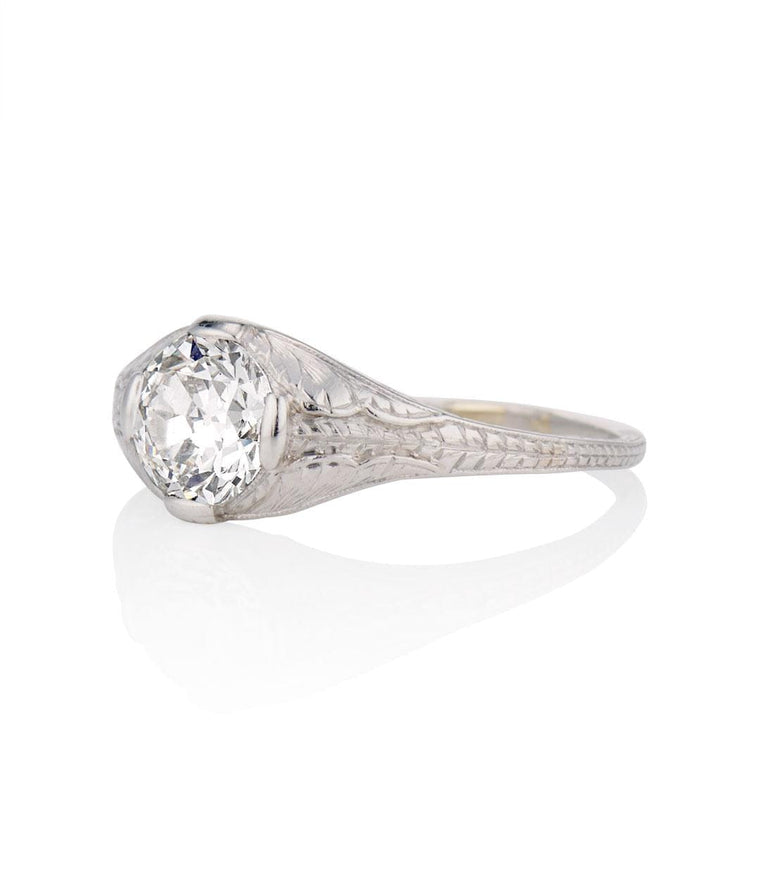Edwardian 1.02 Carat Old European Cut Diamond Platinum Ring