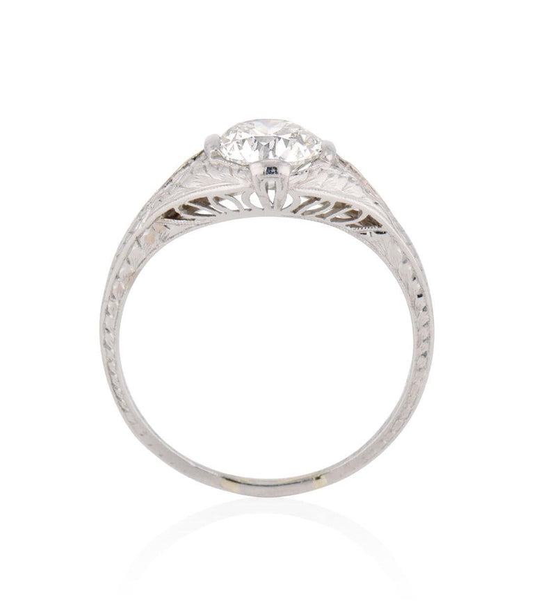 Edwardian 1.02 Carat Old European Cut Diamond Platinum Ring