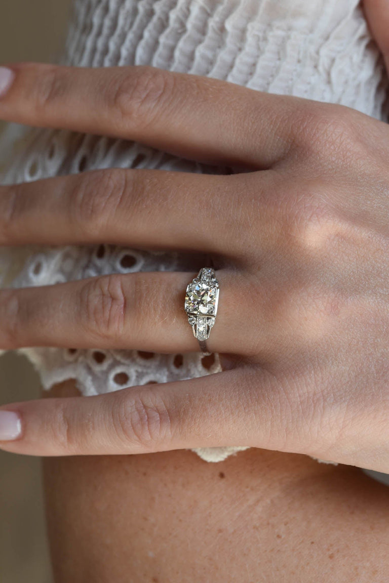 Edwardian 1.05 Carat Old European Cut Diamond Platinum Antique Engagement Ring