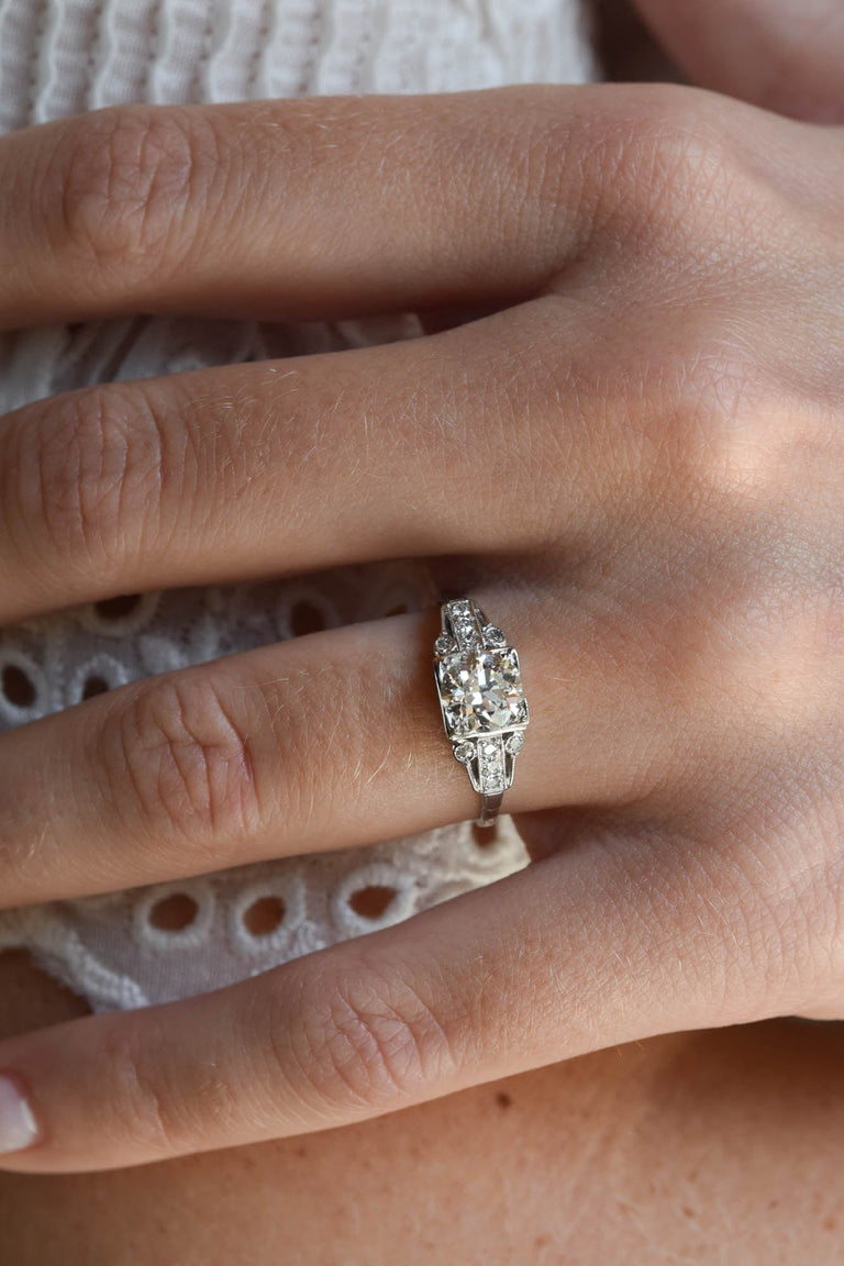 Edwardian 1.05 Carat Old European Cut Diamond Platinum Antique Engagement Ring