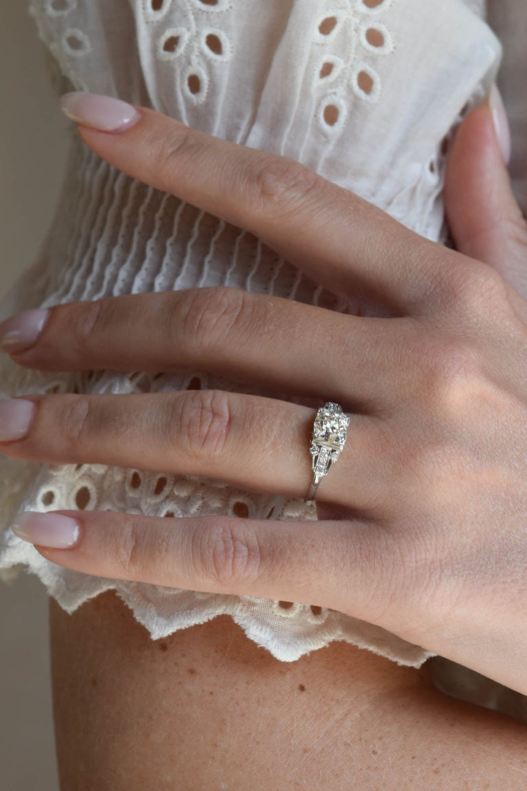 Edwardian 1.05 Carat Old European Cut Diamond Platinum Antique Engagement Ring
