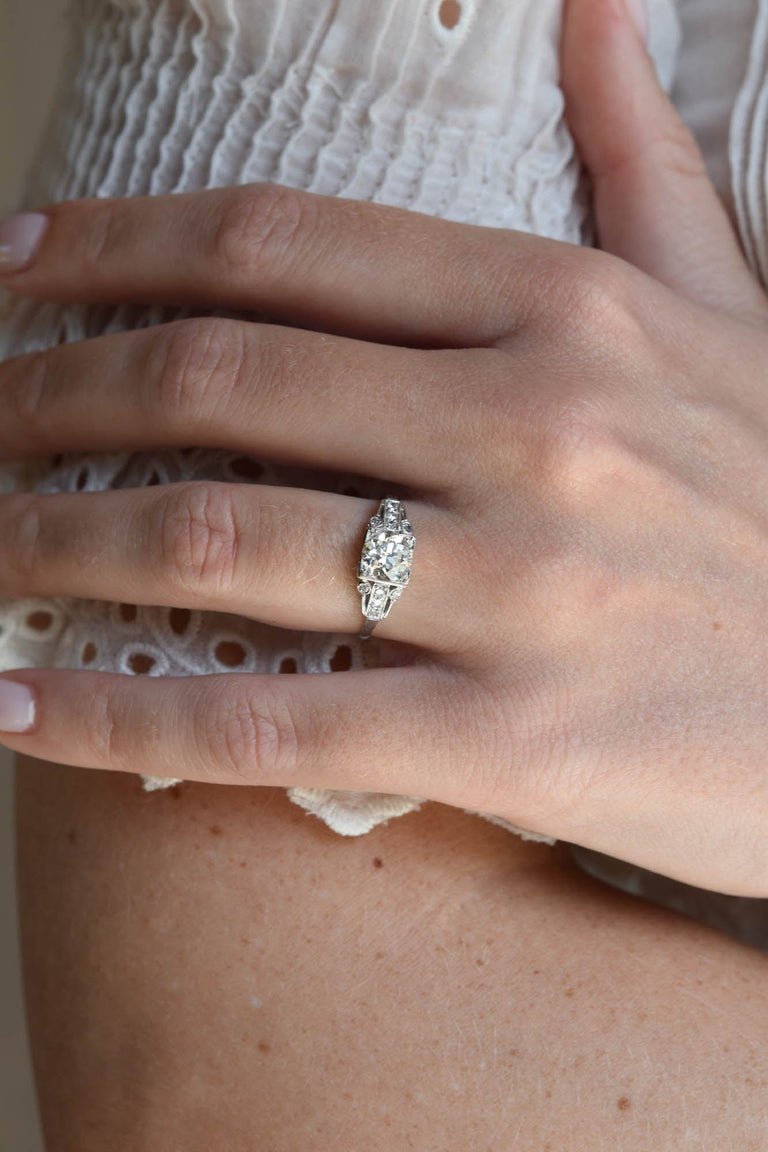 Edwardian 1.05 Carat Old European Cut Diamond Platinum Antique Engagement Ring