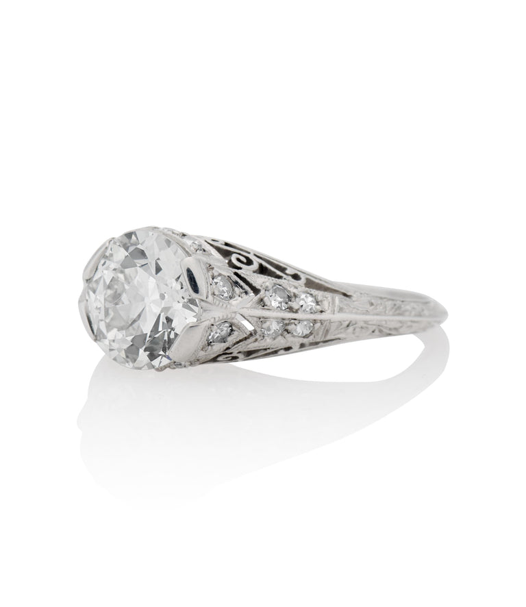 Edwardian 1.31 Carat Old European Cut Diamond Platinum Antique Engagement Ring