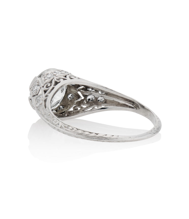 Edwardian 1.31 Carat Old European Cut Diamond Platinum Antique Engagement Ring