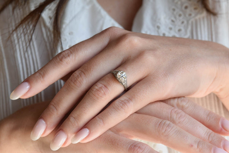 Edwardian 1.31 Carat Old European Cut Diamond Platinum Antique Engagement Ring