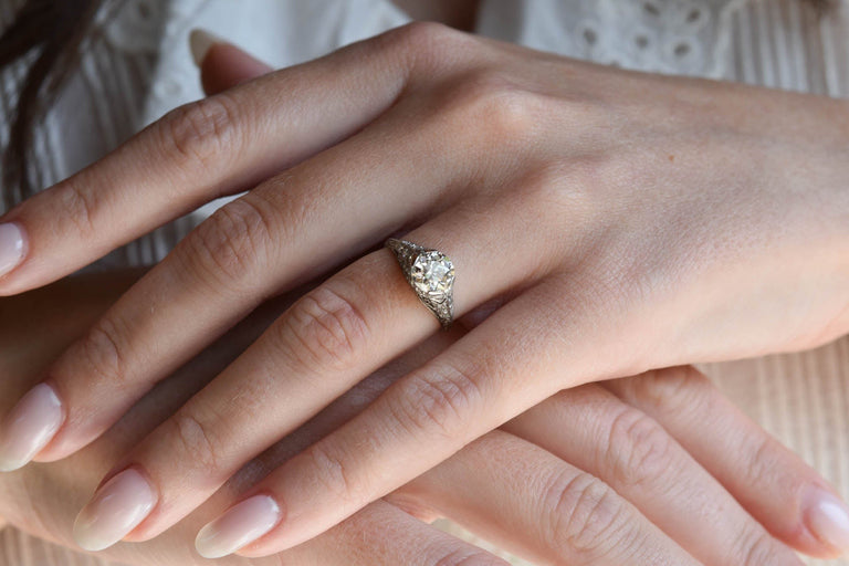 Edwardian 1.31 Carat Old European Cut Diamond Platinum Antique Engagement Ring