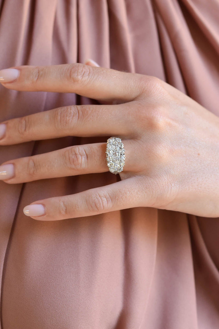 Edwardian 1.40 Carat Old European Cut Diamond Two Tone Vintage Ring