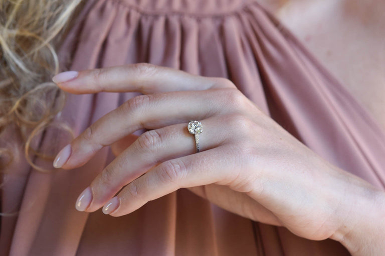Edwardian 1.51 Carat Old European Cut Diamond Platinum Solitaire Vintage Engagement Ring