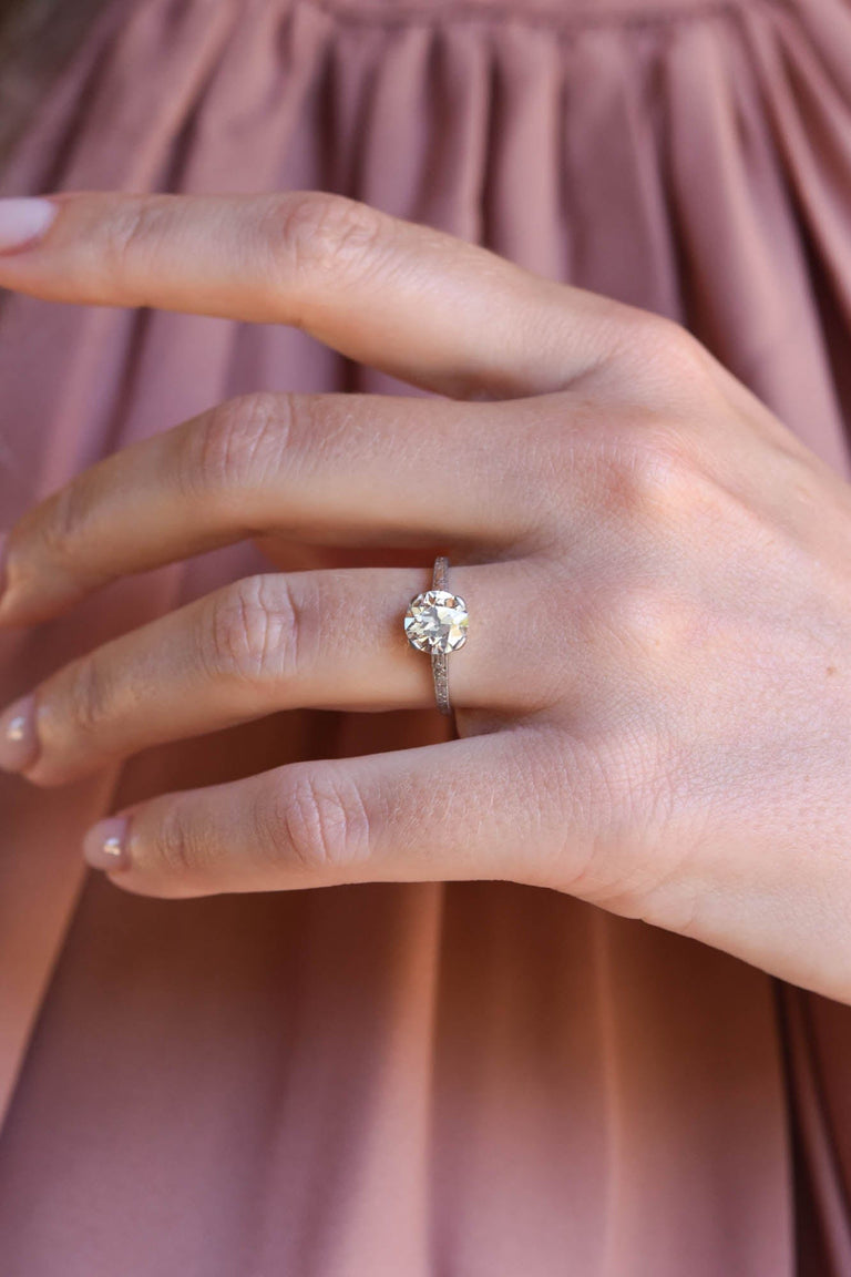 Edwardian 1.51 Carat Old European Cut Diamond Platinum Solitaire Vintage Engagement Ring