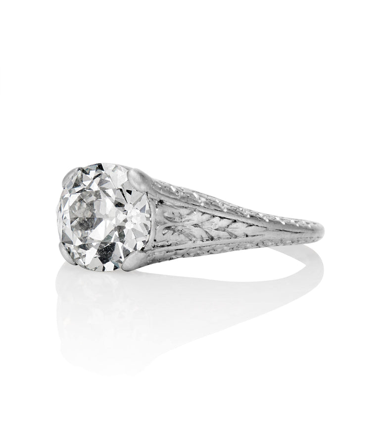 Edwardian 1.54 Carat Old European Cut Diamond Platinum Solitaire Engagement Ring